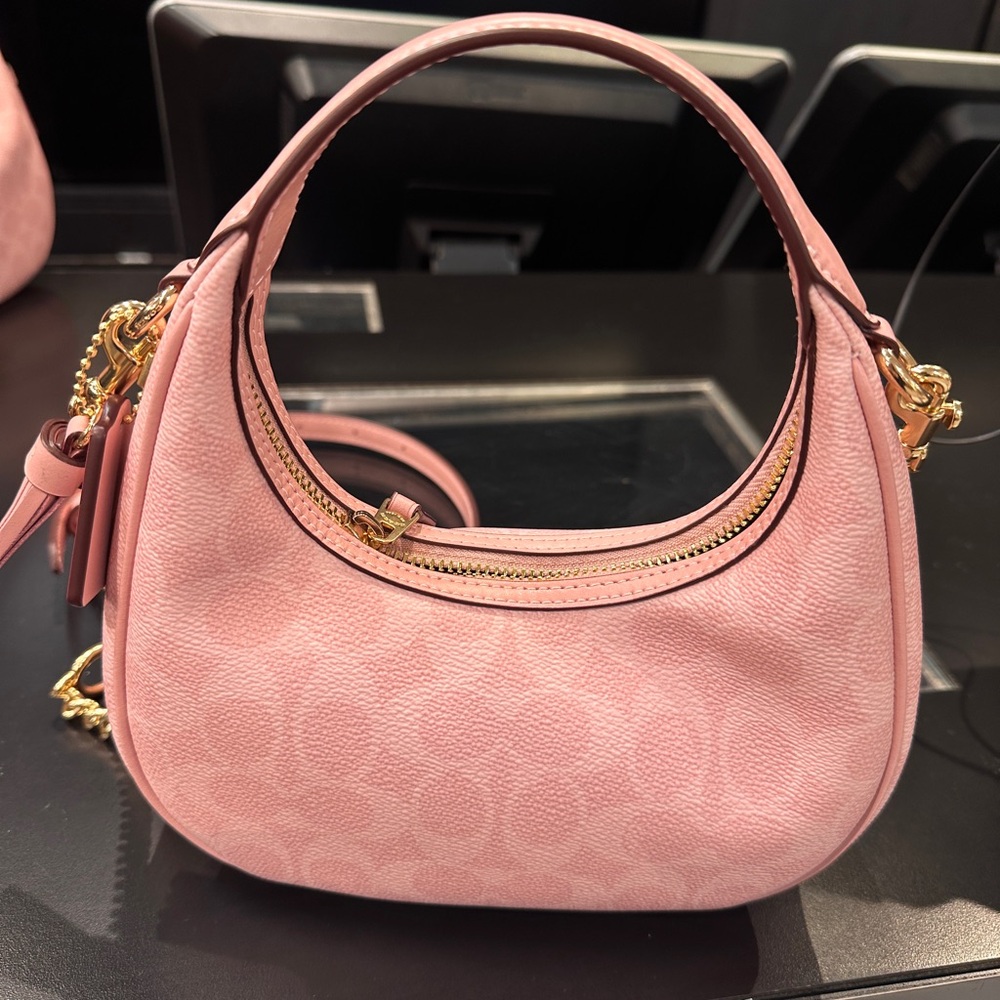 New! Coach Mini Carmen Shoulder Bag In Gold/Powder Pink 🩷 #CAM83